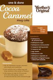 One Done Cocoa Caramel Mug Cake Mug Recipes Dessert Recipes Sweet Recipes