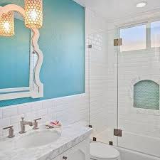 Beveled Subway Tiled Half Wall Design Ideas Custom built vs store bought accessories. beveled subway tiled half wall design ideas