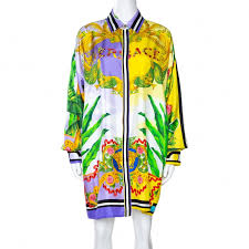 Check spelling or type a new query. Versace Multicolor Beverly Palm Printed Silk Shirt Dress L Versace Tlc