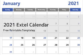 January 2021 calendar with holiday list excel. 2021 Excel Calendar Free Printable Templates