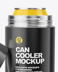 Download Opened Can Cooler Mockup In Can Mockups On Yellow Images Object Mockups PSD Mockup Templates