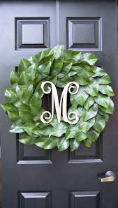 Southern magnolia trees are known to sprout leaves with a rich copper colored and velvet textured back and a deep glossy, green front side. Weatherproof Monogramed Magnolia Wreath Magnolia Leaves Door Wreath Fixer Upper Southern Decor Year Round Wreath Southern Gift For Her