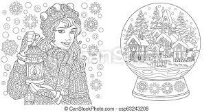 The thing about magical crystal chunks is, they cost resin. Coloring Pages With Winter Woman And Magic Crystal Snow Ball Coloring Pages Coloring Book For Adults Colouring Pictures Canstock