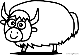 Surfnetkids » coloring » animals » animal » yak. Easy Funny Yak Coloring Page Coloringall