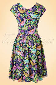 50s Painted Paradise Dress In Purple