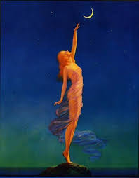 Reaching For The Moon By Maxfield Parrish C 1930s In 2020 Art Moon Art Vintage Art