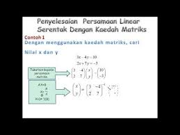 Syarat spltv mempunyai satu penyelesaian. Matematik Kssm Tingkatan 5 Bab 2 Matriks Penyelesaian Persamaan Linear Serentak Youtube
