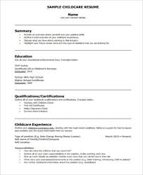 Free 9 Sample Child Care Resume Templates In Ms Word Pdf