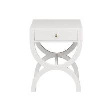 Place the morgan in bed Alexis One Drawer Side Table In Matte White Lacquer Burke Decor