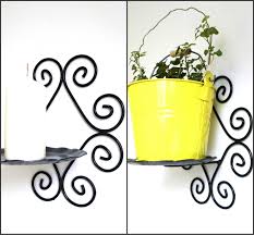 Wall mounted pot rack storage shelf with 10 hooks,ceiling mount grid pot pan rack hanger organizer kitchen storage shelf. Vintage Rustic Wall Metal Planter Holder Plant Pot Candle Sconce Black Cast Iron Hanging Mounted Rusty Pocket Metal Planters Rustic Candle Sconce Rustic Walls