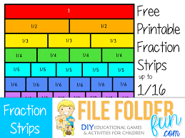 free printable fraction bar strips file folder fun