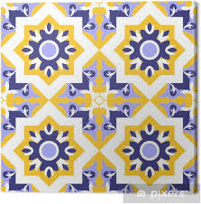 Farbenfrohe orientalische, arabische fliesen in andalusien dekoration mit keramik im haus *** colorful oriental arabic tiles in andalusia decoration with ceramics in the house. Leinwandbild Ornamental Muster Vektor Nahtlose Blau Gelb Und Weiss Fliesenmuster Azulejos Portugiesischen Kacheln Spanisch Marokkanisch Talavera Turkisch Oder Arabisch Fliesen Design Mit Blumen Motive Pixers Wir Leben Um Zu Verandern