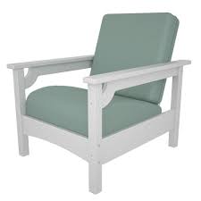 What are the shipping options for plastic patio chairs? Polywood Club White All Weather Plastic Outdoor Chair With Sunbrella Spa Cushions Pwclc23wh 5413 The Home Depot Deep Seating Chair Outdoor Chairs Club Chairs