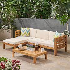 Alice Outdoor 5 Piece Acacia Wood Sofa Set Outdoor Sofa Sets Teak Patio Furniture Wood Sofa
