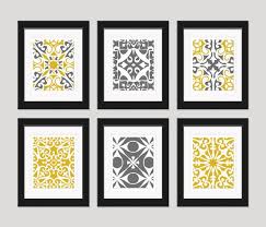 Grey Yellow Wall Art Gold Grey Art Home Decor Set By Inkandnectar 55 00 Yellow Wall Decor Blue Wall Decor Yellow Wall Art
