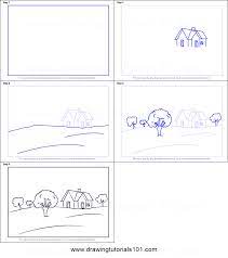 I took raw umber and drew in the shapes with a small paint brush. How To Draw A House Landscape Printable Step By Step Drawing Sheet Drawingtutorials101 Com