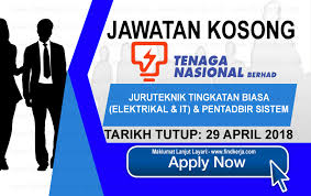 Kerja Kosong Tnb Tenaga Nasional Berhad 29 April 2018 Applications Are Invited To Qualified Malaysian Online Job Applications Engineering Job Application