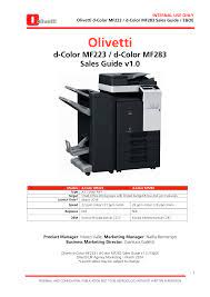 The bizhub c287 colour multifunction printer from konica minolta has a print/copy output of up to 28 ppm to help keep pace with growing workloads. Olivetti D Color Mf223 D Color Mf283 Sales Manualzz