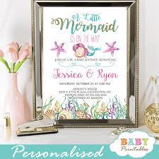 Mermaid Baby Shower Invites Teal Gray Magenta D470 Baby Printables