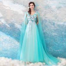 Light Lake Blue Butterfly Fairy Gown Custom Made Pink Evening Dress Formal Dresses Prom Blue Evening Dresses