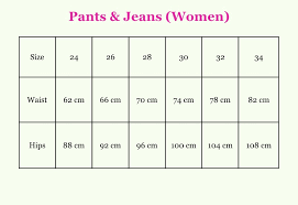 Jeans Sizing Conversion Online Charts Collection