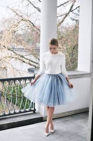 Adorable White Sweater With A Delicate Blue Tulle Skirt Would Look Great On A Guest At A W Winter Wedding Outfits Tulle Skirts Outfit Black Tulle Skirt Outfit