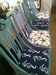 Coastal Dining Chairs I Just Finished Reupholstering Reupholster Coastal Bedrooms Beach House Decor