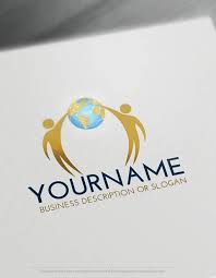 Free Global Business Logos Maker People Globe Logo Design Template Globe Logo Business Logo Creator Logo Design Template