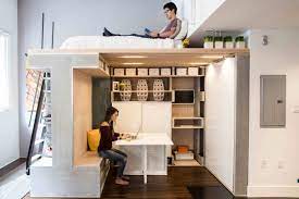 Beds are equipped with recessed legs and posts, simple horizontal safety rails and a slanted ladder. 25 Adult Loft Bed Ideas For Small Rooms And Apartments