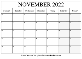 November 2022 Calendar Free Blank Printable Templates