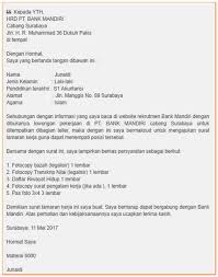 Diantaranya teller, customer service, relationship officer, marketing, dan sebagainya. Contoh Surat Lamaran Kerja Di Bank Mandiri Contoh Surat