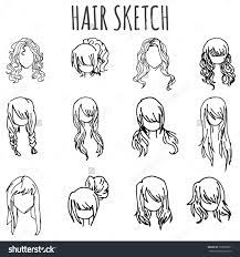 Set Of Vector Sketched Different Female Hairstyle In Doodle Style How To Draw Hair Drawings Hair Sketch