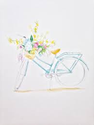 Check out bike basket flowers on ebay. Watercolor Painting Of Bike With Flower Basket On 9x12 Paper Bicycle Painting Mom Art Watercolor Invitations