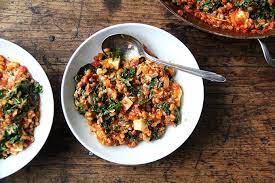 This Farro Risotto Is A One Pot Wonder Made With Water As Opposed To Stock And It S Seasoned With Thyme Smoked Paprika And Lem Feta Recipes Recipes Food 52