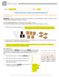 This chemical changes gizmo answer key. Balancing Chemical Equations Docsity