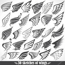 Herunterladen Grosses Set Skizzen Der Flugel Stockillustration Engel Flugel Tattoo Tattoos Flugel Zeichenvorlagen