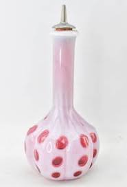 Fenton Stars/stripes Cranberry Opal Barber Bottle
