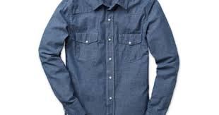 Buck Mason Pearl Snap Shirts Shirts Chambray Denim Shirt American Made Clothing