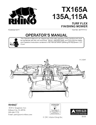 Servis Rhino Turf Flex P N 00763618c Operator S Manual