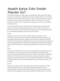 Ya n g di t u l i s s e c ar a s i s t e ma t i s, b. Contoh Karya Ilmiah Populer Wood Scribd Indo