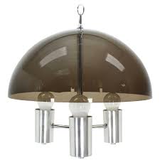 Smoked Dome Chrome Mid Century Modern Light Fixture For Sale At 1stdibs