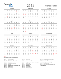 The template consists of two types of designs; 2021 Calendar United States With Holidays