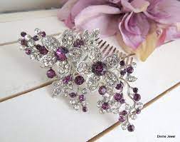 Bridal Purple Swarovski Crystal Wedding Comb Wedding Hair Accessories Vintage Style Pur Wedding Hair Accessories Vintage Swarovski Hair Comb Vintage Hair Combs