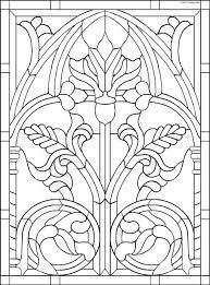 Ornament Medieval Stained Glass Art Nouveau Pattern Stained Glass Coloring Pages