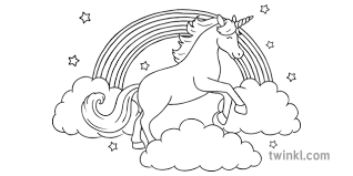 In this video learn how to draw and paint cute rainbow and clouds. Unicorn And Rainbow Clouds Colouring Pages Parents All Ks1b And White Rgb