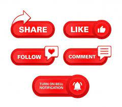 Premium Vector Subscribe Share Like Follow Comment Button Notification Bell Realistic First Youtube Video Ideas Youtube Design Youtube Editing