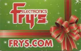 • denominations from $10 to $500 available. Gift Card Fry S Electronics Fry S Electronics United States Of America Christmas Col Us Fryel 006