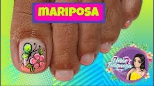 Figuras de uñas para los pies mariposas / unas pintadas de los pies con paisaje playero | diseño. Decorados Unas Pies Mariposas Decorados Para Unas