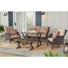 Patio best patio orland park elegant home depot outdoor. Hampton Bay Grayson Brown 5 Piece Wicker Patio Conversation Set With Toffee Cushions Fm 18066 A Br The Home Depot Best Outdoor Furniture Patio Dining Table Classic Home Furniture