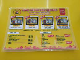 Post on social media ( instagram or/ facebook ) and tag our official @ayamgepukpakgembusmalaysia ig or / facebook. Ayam Gepuk Pak Gembus Menu 2020